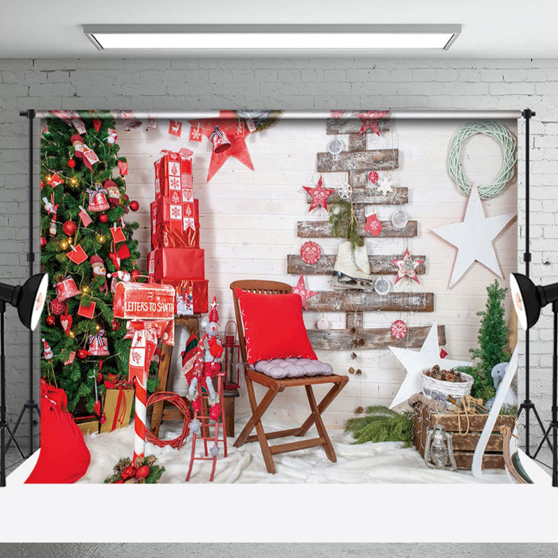 Aperturee - Aperturee Festive Santa Bricks Room Tree Christmas Backdrop