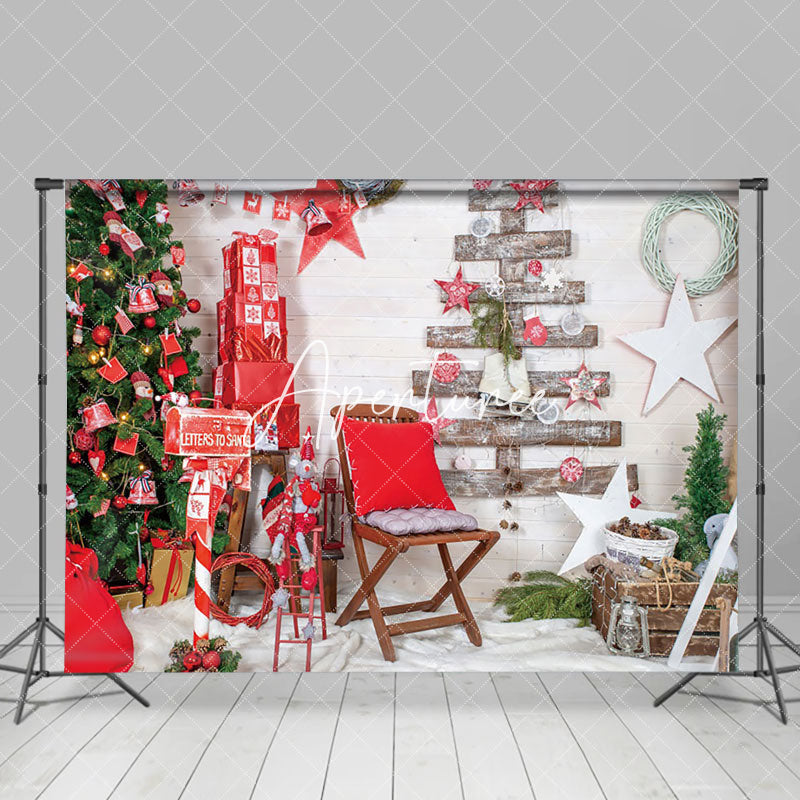 Aperturee - Aperturee Festive Santa Bricks Room Tree Christmas Backdrop