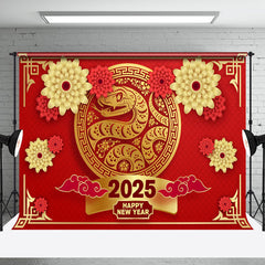 Aperturee - Aperturee Festive Snake Year 2025 Red And Gold New Year Backdrop