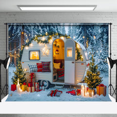 Aperturee - Aperturee Festive Snowy Camper Van Gifts Cozy Winter Backdrop