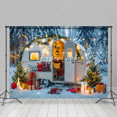 Aperturee - Aperturee Festive Snowy Camper Van Gifts Cozy Winter Backdrop