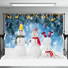 Aperturee - Aperturee Festive Winter Wonderland Snowmen White Backdrop