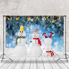 Aperturee - Aperturee Festive Winter Wonderland Snowmen White Backdrop