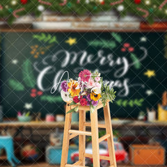 Aperturee - Aperturee Festive Wreath Blackboard Car Merry Christmas Backdrop