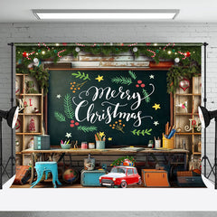 Aperturee - Aperturee Festive Wreath Blackboard Car Merry Christmas Backdrop