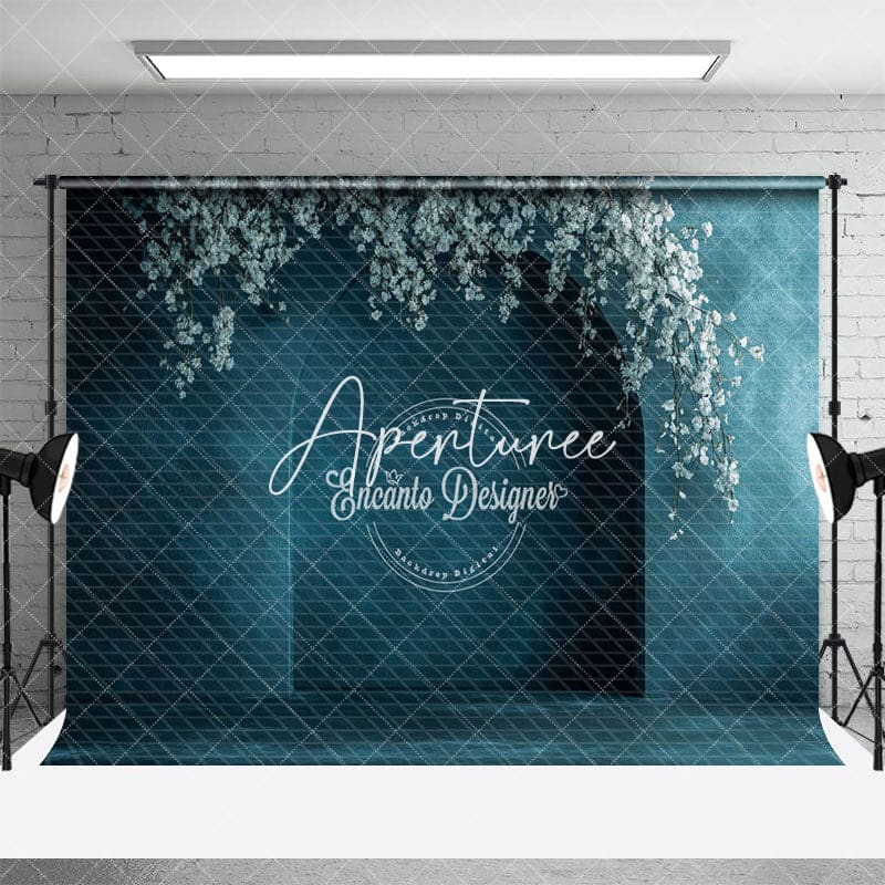 Aperturee - Aperturee Fine Art Blue Arch White Floral Wedding Backdrop