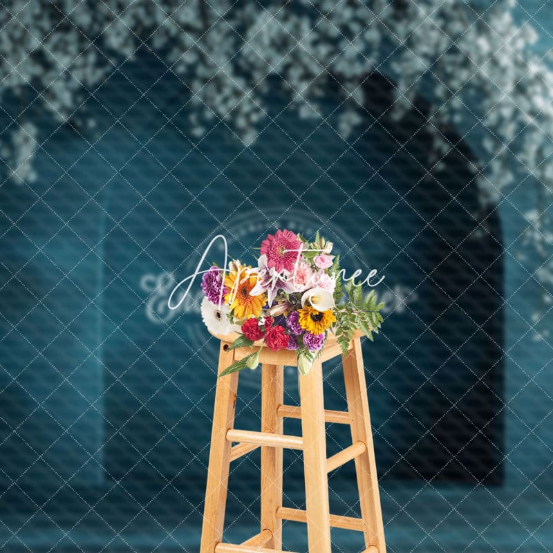 Aperturee - Aperturee Fine Art Blue Arch White Floral Wedding Backdrop