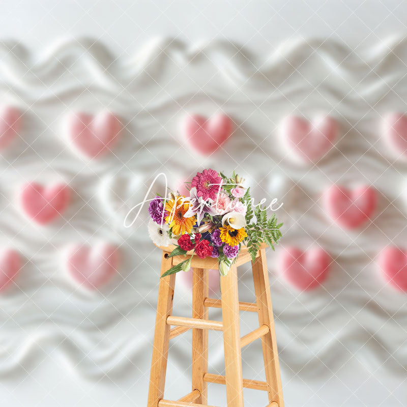 Aperturee - Aperturee Fine Art Pink Love Wavy Cream Valentines Day Backdrop