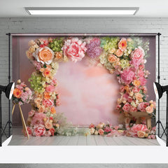 Aperturee - Aperturee Fine Art Pink Wall Arch Floral Photography Backdrop