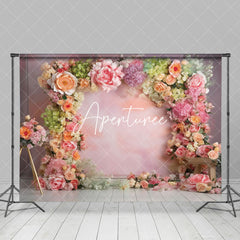 Aperturee - Aperturee Fine Art Pink Wall Arch Floral Photography Backdrop