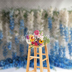 Aperturee - Aperturee Fine Art White Blue Vine Floral Photography Backdrop