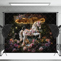 Aperturee - Aperturee Firefly Twinkling Carousel Floral Fine Art Backdrop