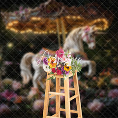 Aperturee - Aperturee Firefly Twinkling Carousel Floral Fine Art Backdrop