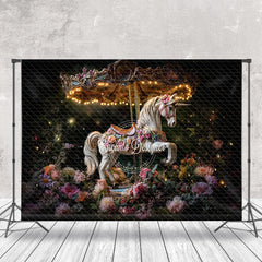 Aperturee - Aperturee Firefly Twinkling Carousel Floral Fine Art Backdrop