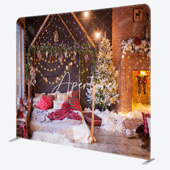 Aperturee - Aperturee Fireplace Bedroom Christmas Pillow Case Backdrop