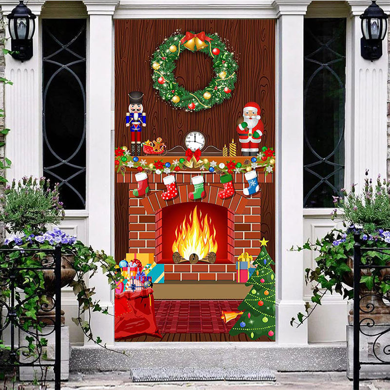 Aperturee - Aperturee Fireplace Nutcracker Soldier Christmas Door Cover