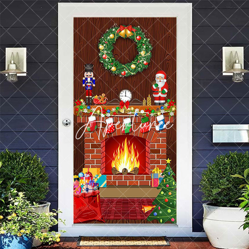 Aperturee - Aperturee Fireplace Nutcracker Soldier Christmas Door Cover