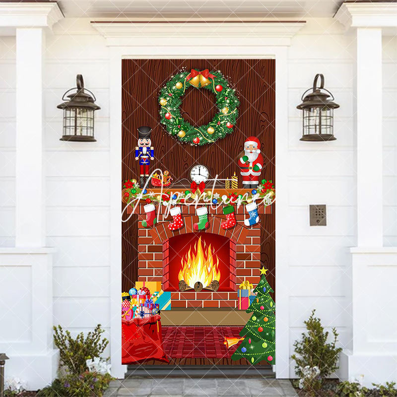 Aperturee - Aperturee Fireplace Nutcracker Soldier Christmas Door Cover