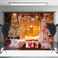 Aperturee - Aperturee Fireplace Santa Claus Christmas Photography Backdrop