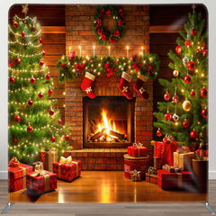 Aperturee - Aperturee Fireplace Sock Trees Gifts Fabric Christmas Backdrop