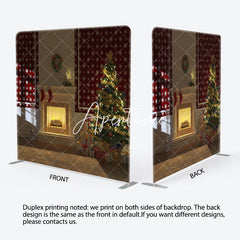 Aperturee - Aperturee Fireplace Tree Stocking Christmas Pillow Case Backdrop