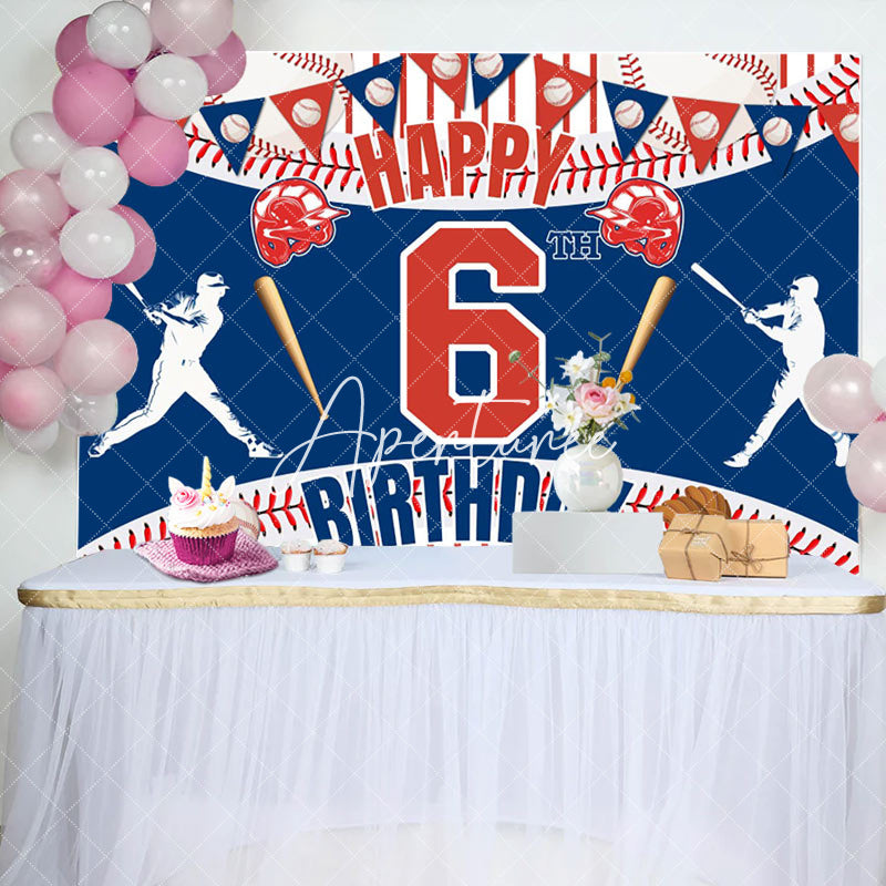 Aperturee - Aperturee Flags Baseball Sport Happy 6Th Birthday Backdrop