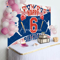 Aperturee - Aperturee Flags Baseball Sport Happy 6Th Birthday Backdrop