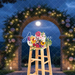 Aperturee - Aperturee Floral Arched Wall Moonlight Wedding Photo Backdrop