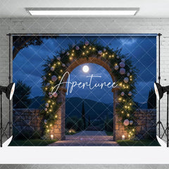 Aperturee - Aperturee Floral Arched Wall Moonlight Wedding Photo Backdrop