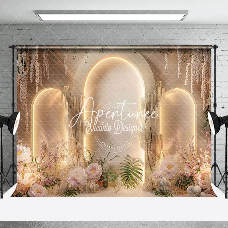 Aperturee - Aperturee Floral Archway Entrance Mark Photography Backdrop