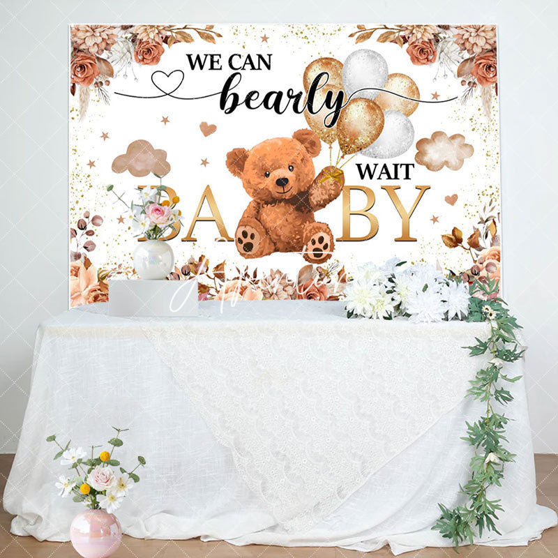 Aperturee - Aperturee Floral Balloon Boho Bearly Wait Baby Shower Backdrop