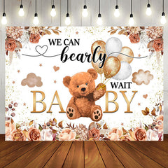 Aperturee - Aperturee Floral Balloon Boho Bearly Wait Baby Shower Backdrop