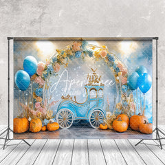 Aperturee - Aperturee Floral Balloon Pumpkin Carriage Cake Smash Backdrop