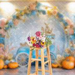 Aperturee - Aperturee Floral Balloon Pumpkin Carriage Cake Smash Backdrop