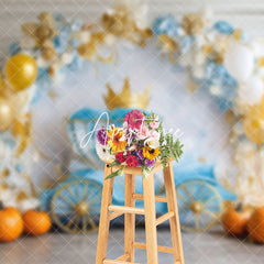 Aperturee - Aperturee Floral Balloons Carriage Pumpkin Cake Smash Backdrop