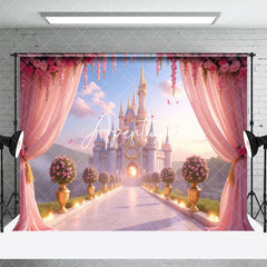 Aperturee - Aperturee Floral Curtain Pink Castle Wonderland Photo Backdrop