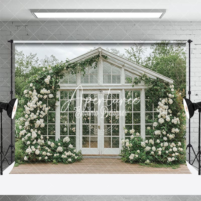 Aperturee - Aperturee Floral Decorated Greenhouse Wedding Scenic Backdrop