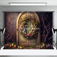 Aperturee - Aperturee Floral Egg Wreath Branch Door Easter Photo Backdrop