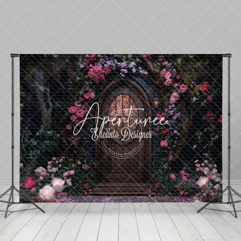 Aperturee - Aperturee Floral Forest Wooden Cabin Romantic Wedding Backdrop