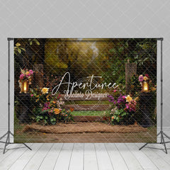 Aperturee - Aperturee Floral Garden Fence Light Natural Scene Backdrop