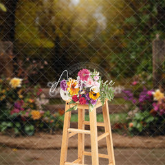 Aperturee - Aperturee Floral Garden Fence Light Natural Scene Backdrop