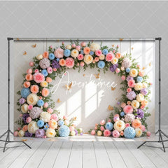 Aperturee - Aperturee Floral Garland Arch White Wall Spring Wedding Backdrop