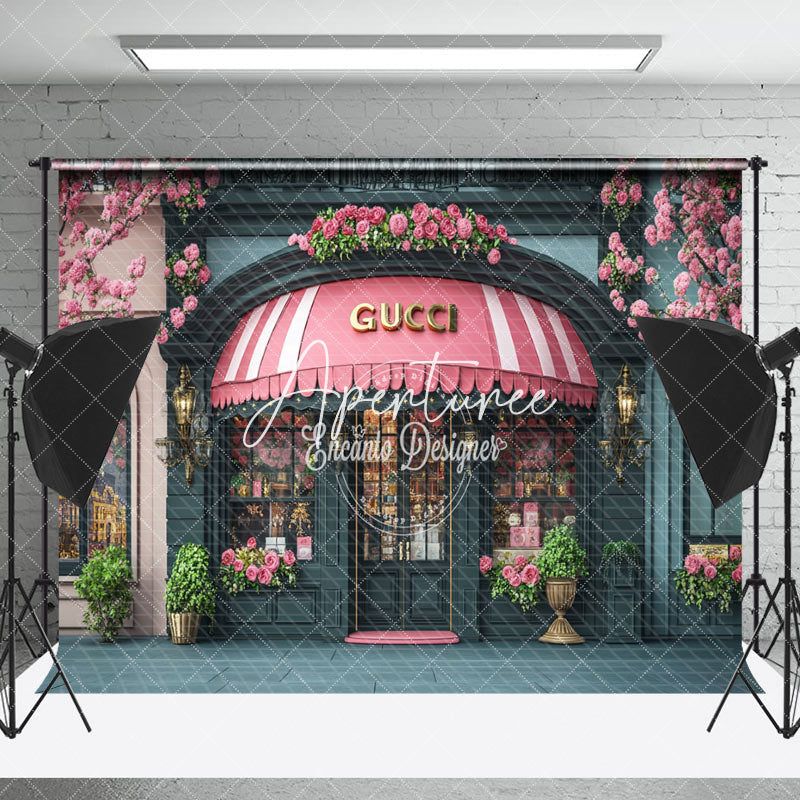 Aperturee - Aperturee Floral Gucci Luxury Store Architecture Photo Backdrop