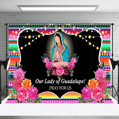 Aperturee - Aperturee Floral Lady Of Guadalupe Happy Feast Day Backdrop