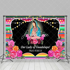 Aperturee - Aperturee Floral Lady Of Guadalupe Happy Feast Day Backdrop