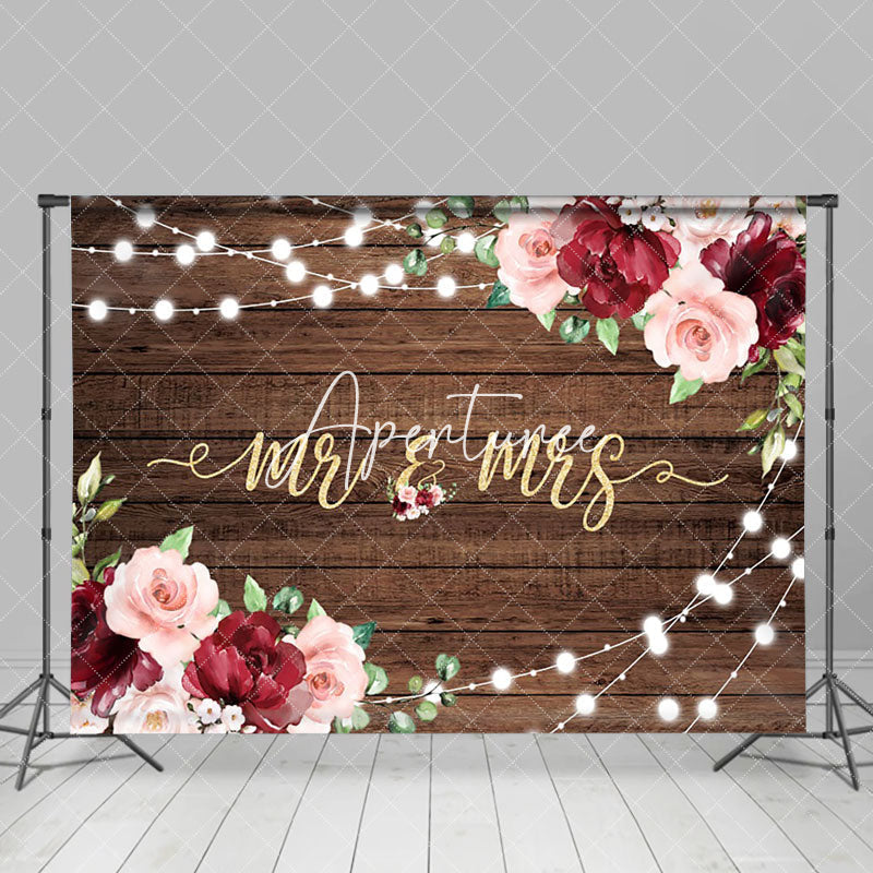 Aperturee - Aperturee Floral Lighting Wood Sweet Elegant Wedding Backdrop