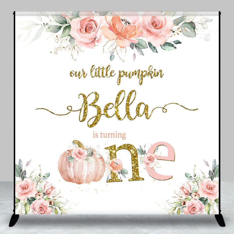 Aperturee - Aperturee Floral Little Pumpkin Custom 1st Birthday Backdrop