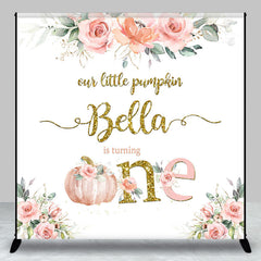 Aperturee - Aperturee Floral Little Pumpkin Custom 1st Birthday Backdrop