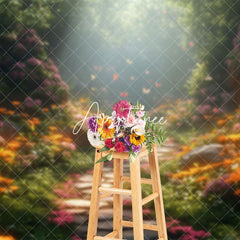 Aperturee - Aperturee Floral Magic Forest Path Spring Photography Backdrop