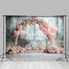 Aperturee - Aperturee Floral Pink Balloon Arch Valentines Day Backdrop